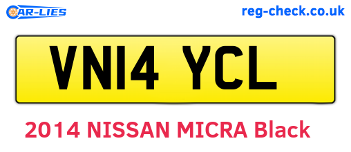 VN14YCL are the vehicle registration plates.