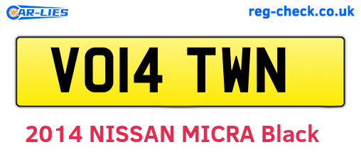 VO14TWN are the vehicle registration plates.