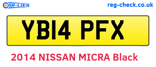 YB14PFX are the vehicle registration plates.