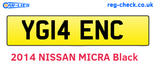 YG14ENC are the vehicle registration plates.