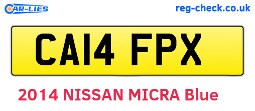CA14FPX are the vehicle registration plates.
