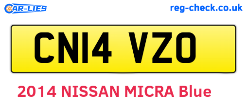 CN14VZO are the vehicle registration plates.