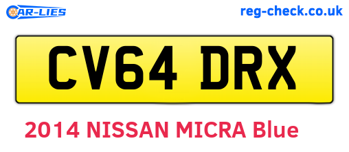CV64DRX are the vehicle registration plates.