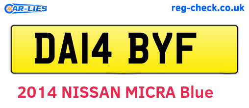 DA14BYF are the vehicle registration plates.