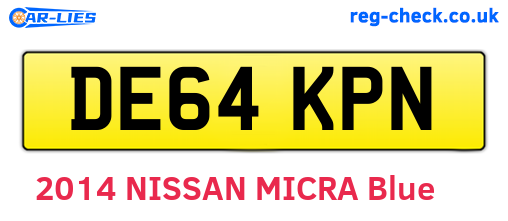 DE64KPN are the vehicle registration plates.