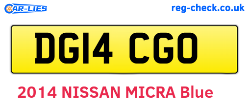 DG14CGO are the vehicle registration plates.