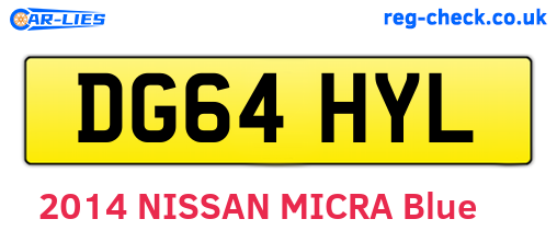 DG64HYL are the vehicle registration plates.