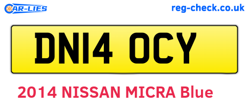 DN14OCY are the vehicle registration plates.