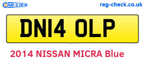 DN14OLP are the vehicle registration plates.