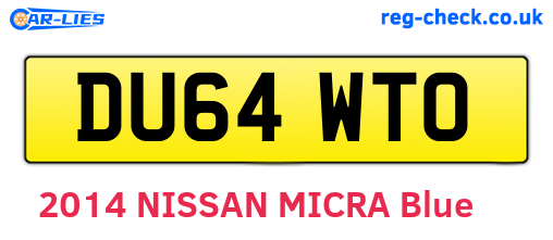 DU64WTO are the vehicle registration plates.