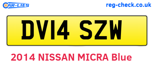 DV14SZW are the vehicle registration plates.