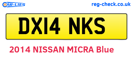 DX14NKS are the vehicle registration plates.