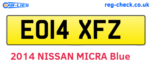 EO14XFZ are the vehicle registration plates.