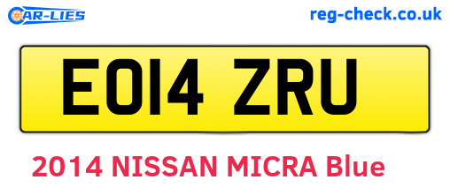 EO14ZRU are the vehicle registration plates.