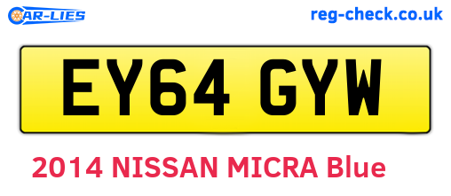 EY64GYW are the vehicle registration plates.