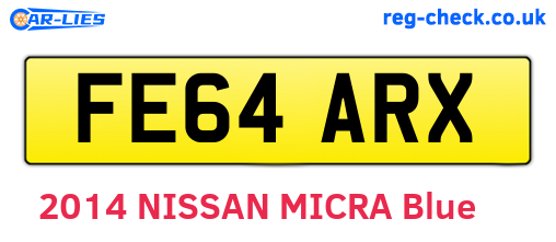 FE64ARX are the vehicle registration plates.