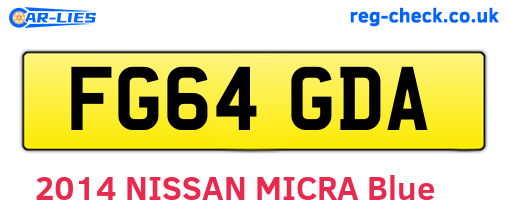 FG64GDA are the vehicle registration plates.