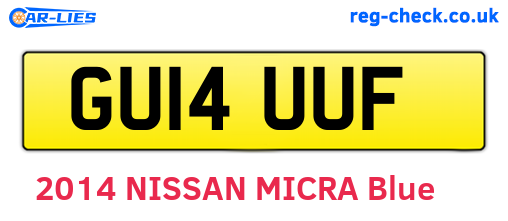 GU14UUF are the vehicle registration plates.