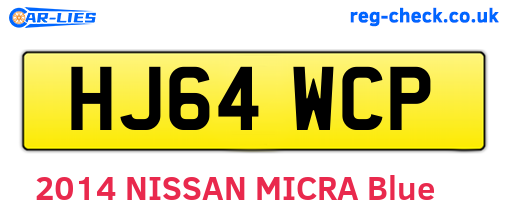 HJ64WCP are the vehicle registration plates.