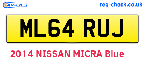 ML64RUJ are the vehicle registration plates.
