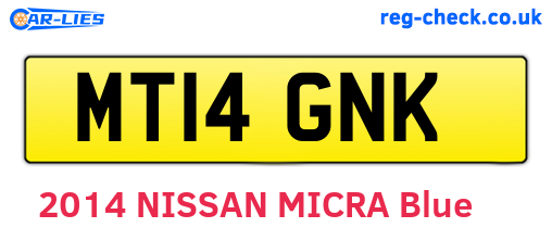 MT14GNK are the vehicle registration plates.