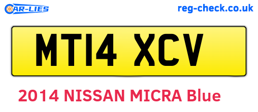 MT14XCV are the vehicle registration plates.