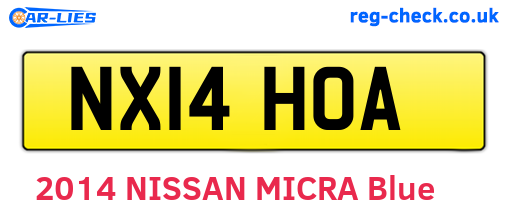NX14HOA are the vehicle registration plates.