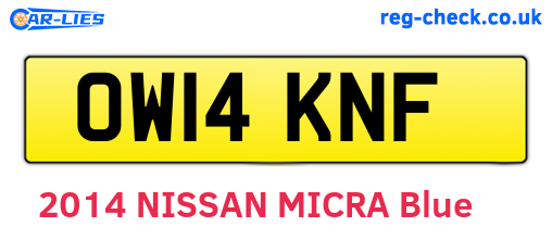 OW14KNF are the vehicle registration plates.