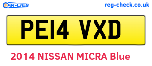 PE14VXD are the vehicle registration plates.