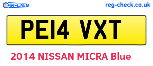 PE14VXT are the vehicle registration plates.