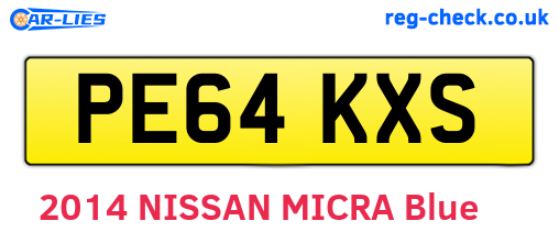 PE64KXS are the vehicle registration plates.