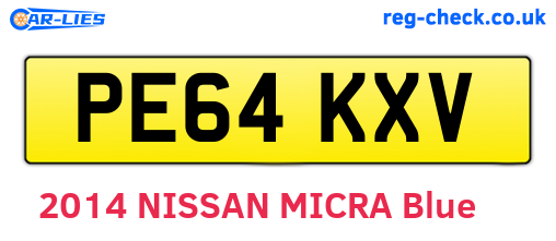 PE64KXV are the vehicle registration plates.