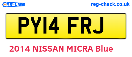 PY14FRJ are the vehicle registration plates.