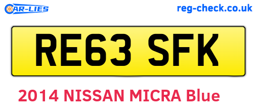 RE63SFK are the vehicle registration plates.