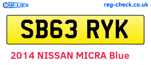 SB63RYK are the vehicle registration plates.