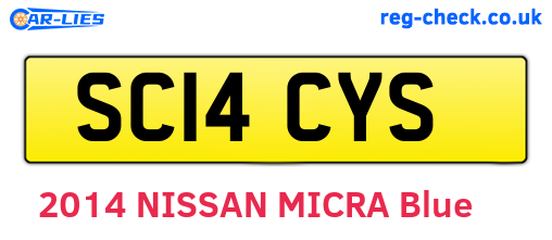 SC14CYS are the vehicle registration plates.