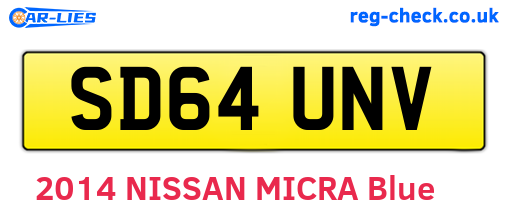 SD64UNV are the vehicle registration plates.