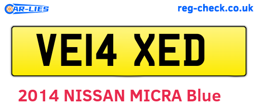 VE14XED are the vehicle registration plates.