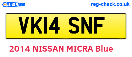VK14SNF are the vehicle registration plates.
