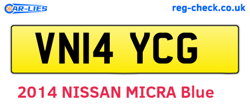VN14YCG are the vehicle registration plates.