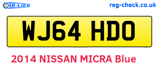 WJ64HDO are the vehicle registration plates.