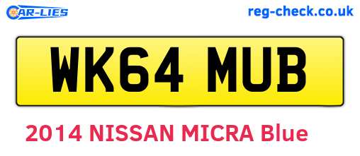 WK64MUB are the vehicle registration plates.