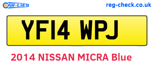 YF14WPJ are the vehicle registration plates.