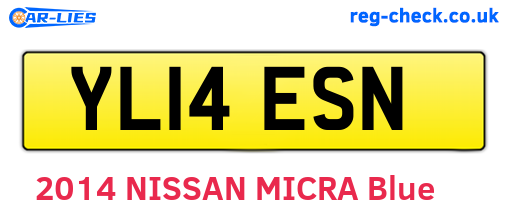 YL14ESN are the vehicle registration plates.