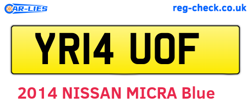 YR14UOF are the vehicle registration plates.