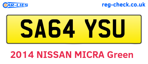 SA64YSU are the vehicle registration plates.