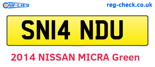SN14NDU are the vehicle registration plates.