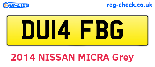 DU14FBG are the vehicle registration plates.