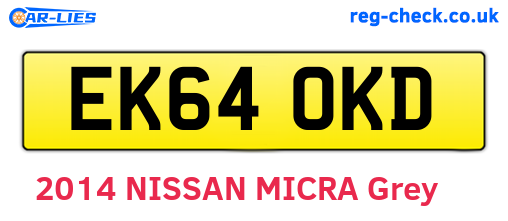 EK64OKD are the vehicle registration plates.