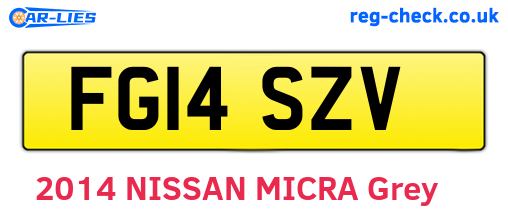 FG14SZV are the vehicle registration plates.